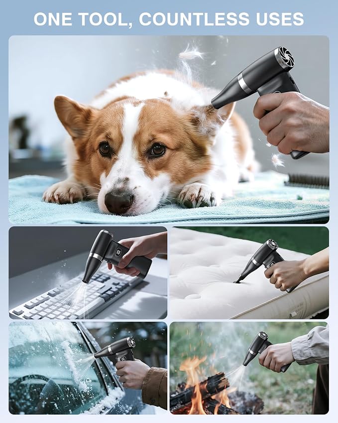 Electric Compressed Air Duster Cordless: 60 MPH High Wind Speed Mini Air Blower