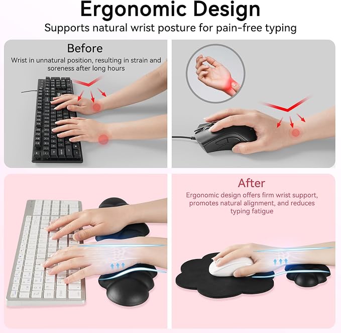 Cloud Wrist Rest for Computer Keyboard, 4-in-1 Memory Foam Leather Cloud