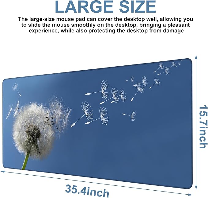 Flying Dandelion Seeds Gaming Mouse Pad 3mm Thick Stitched Edge Waterproof