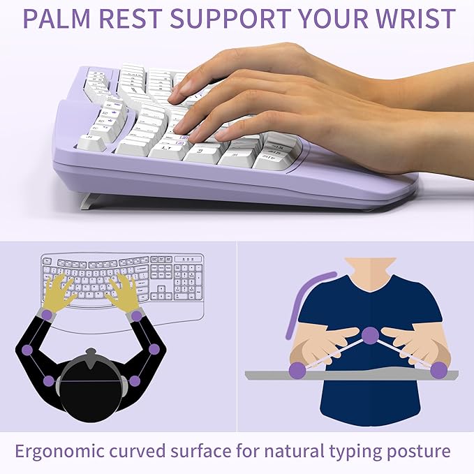 Ergonomic Wireless Keyboard and Mouse Combo, Wave Keys Keyboard