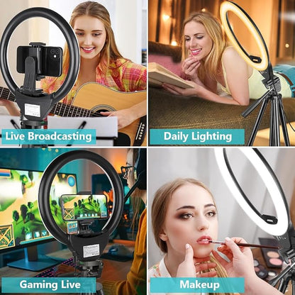 Sensyne 10'' Ring Light with 50'' Extendable Tripod Stand, LED Circle Lights