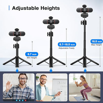 EMEET C960 4K Webcam with Tripod, 4K UHD Sony Sensor, 3 Adjustable Height Mini