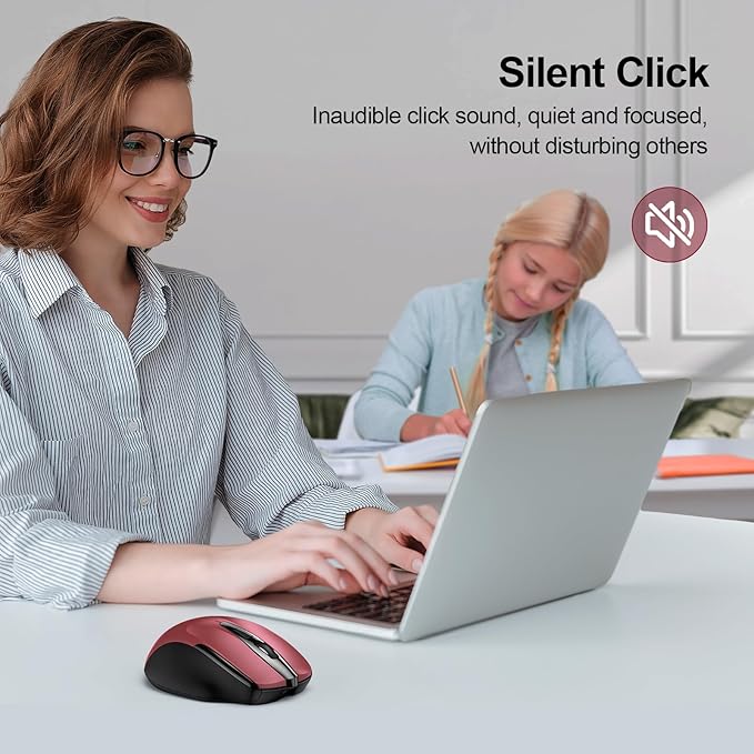 TECKNET Rechargeable Wireless Mouse, 2.4G Silent Mouse, Quiet Click, 6