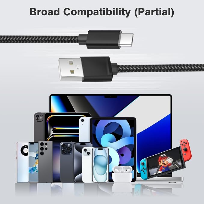 Elebase for Airpods 4 USB C Charger Cable 3 Pack 1.5/3.3/6.6FT, Type C Charging