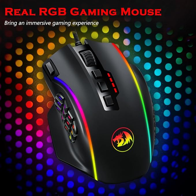 Redragon Gaming Mouse, MMO Mouse Gaming UP 12400 DPI, 19 Macro Programmable