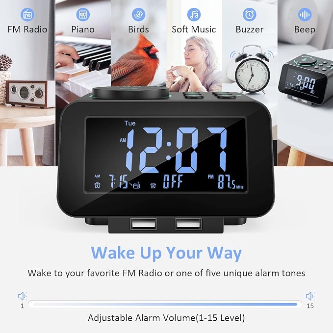 uscce Digital Dual Alarm Clock Radio