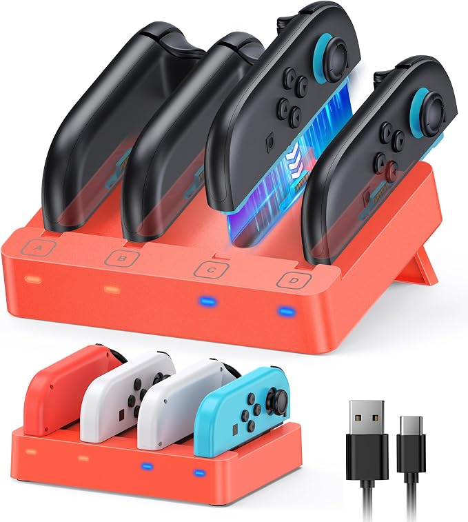 Charger for Nintendo Switch 2 and Switch 1 Controller, Horizontal Charging Dock