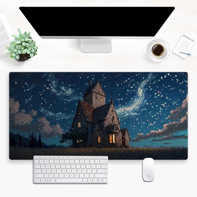 Anime Art Starry Sky Castle Desk Mat