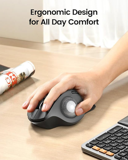 ProtoArc Wireless Trackball Mouse, EM01 NL Ergonomic Bluetooth Rollerball Thumb