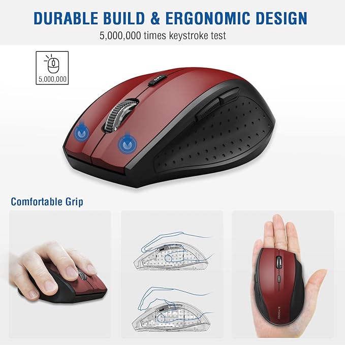 E-YOOSO Wireless Mouse for Laptop, Portable Optical Computer Mouse, 6 Buttons