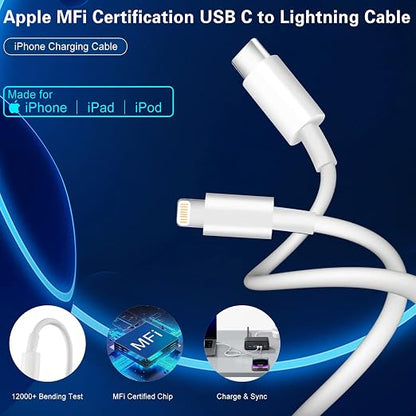 Fast Charger iPhone, Dual Port A/C Charging Adapter, Apple Charger Block 10FT