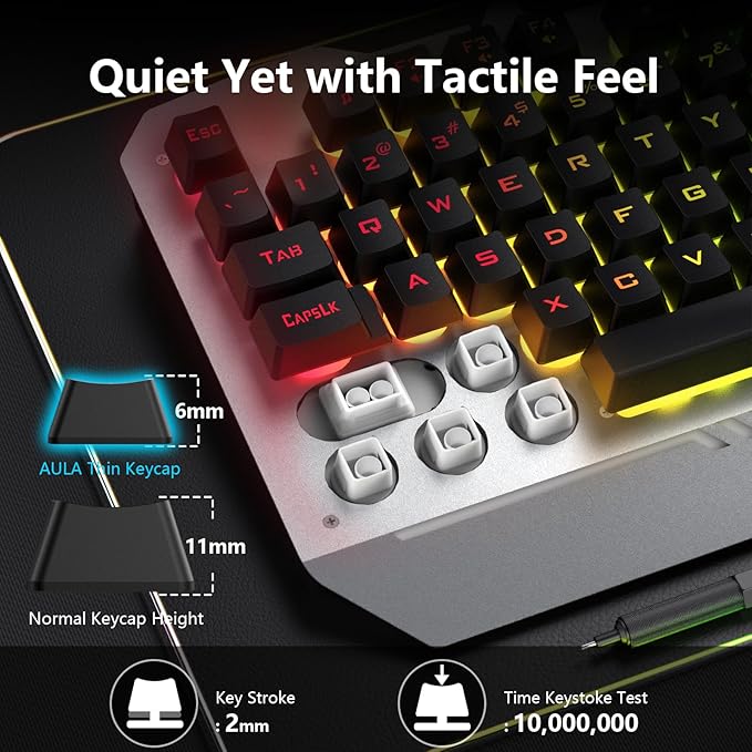 AULA Keyboard, T102 104 Keys Gaming Keyboard and Mouse Combo