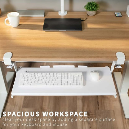 VIVO Large Height Adjustable Under Desk Keyboard Tray, C-clamp Mount System