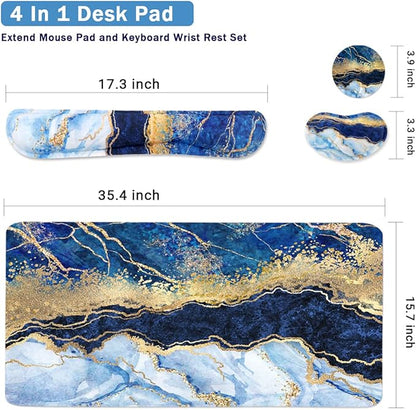 4-in-1 Large Gaming Mouse Pad, Keyboard Wrist Rest Pad & Wrist Support Mousepad