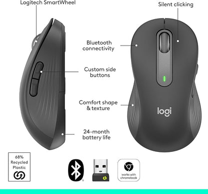 Logitech Left Handed Wireless Mouse Signature M650 L Full Size