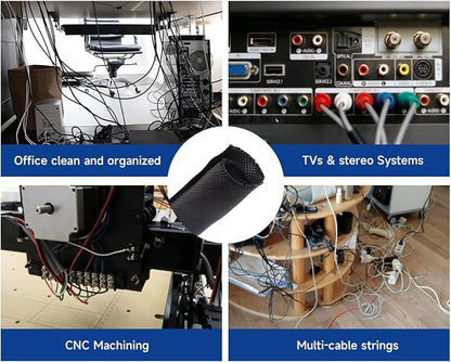 Split Braided Sleeve Cable Management Wire Loom Cord Covers