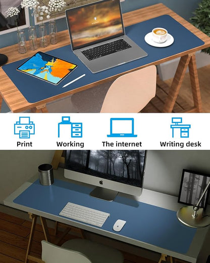 Leather Desk Pad Protector, Large Desk Mat, Mouse Pad, Non-Slip PU Leather Desk
