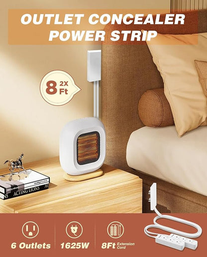 Saker Outlet Cover Extension Cord | 8ft Flat Extension Cord