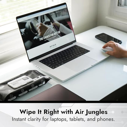 Air Jungles Electronic Wipes Screen Cleaning 70 Count, Quick Dry, Extra Large