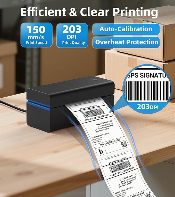 ORGSTA Bluetooth Thermal Shipping Label Printer T001-Plus Wireless 4x6 Shipping