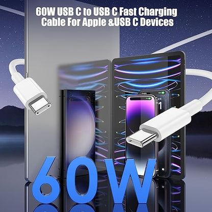 3-Pack 60W USB C to USB C Cable, Type C to Type C Cable, Fast Charging Cable