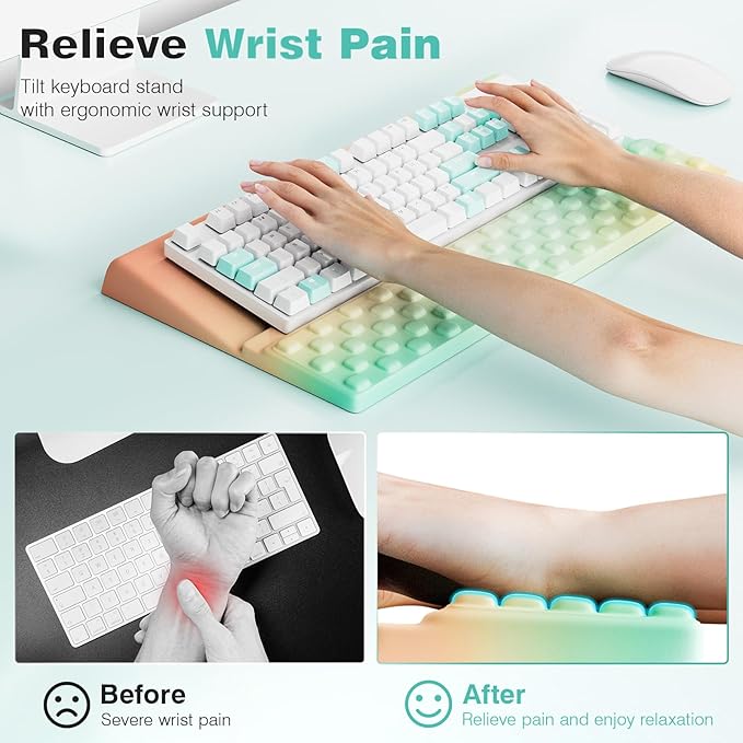Ospelelf Ergonomic Keyboard Wrist Rest Pad Comfortable Keyboard Stand Riser