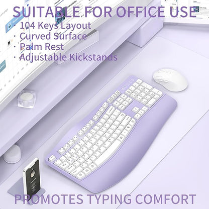 Ergonomic Wireless Keyboard and Mouse Combo, Wave Keys Keyboard
