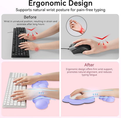 Cloud Wrist Rest for Computer Keyboard, 4-in-1 Memory Foam Leather Cloud
