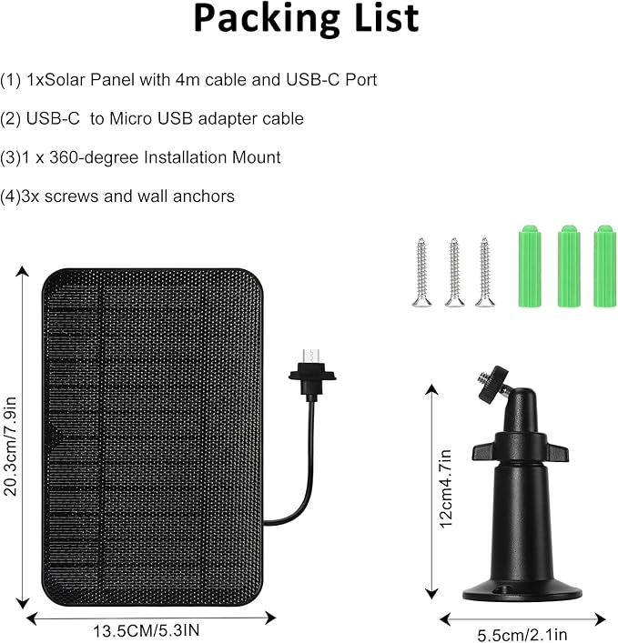 6W Solar Panel Charger for Blink Outdoor 4, Solar Panel