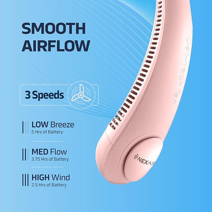 Portable Neck Fan -3 Speed Rechargeable Bladeless Neck Cooler, Personal Neck Fan