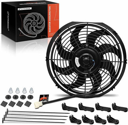 A-Premium 12'' 12 inch Slim Fan Pull Universal Electric Radiator Cooling Fan