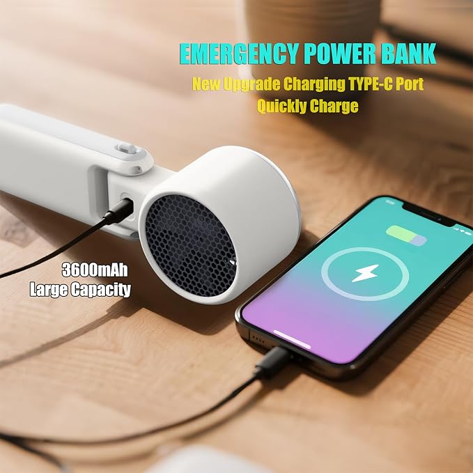 Foldable Handheld Fan | 5-Speed Turbo Blast | 16-Hour Runtime | Type-C Fast