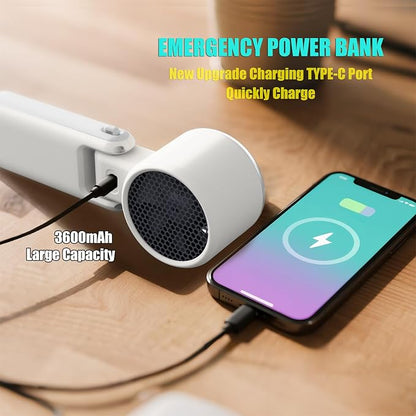 Foldable Handheld Fan | 5-Speed Turbo Blast | 16-Hour Runtime | Type-C Fast