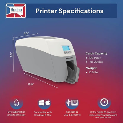 Bodno Magicard 600 Dual Sided ID Card Printer & Complete Supplies Package ID