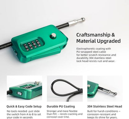 6ft Python Cable Lock for Bike, Trail Camera, 4 Digit Combination Lock