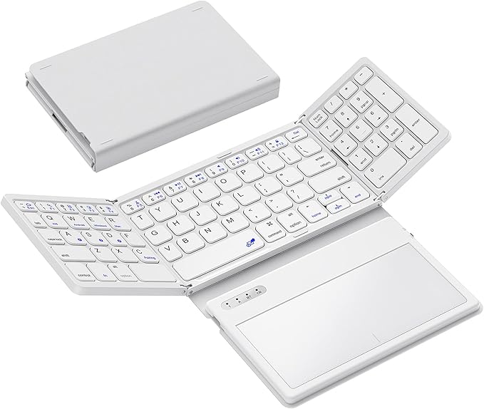 Foldable Bluetooth Keyboard, Portable Full Size Folding Keyboard