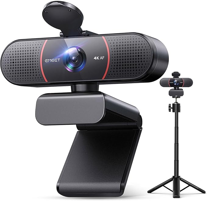 EMEET C960 4K Webcam with Tripod, 4K UHD Sony Sensor, 3 Adjustable Height Mini