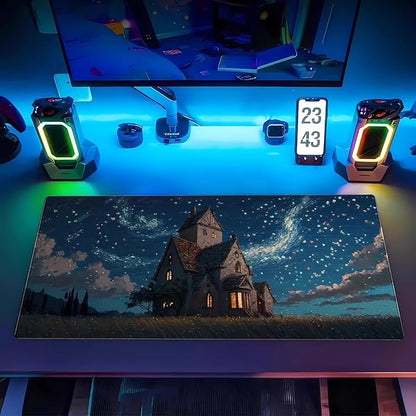 Anime Art Starry Sky Castle Desk Mat