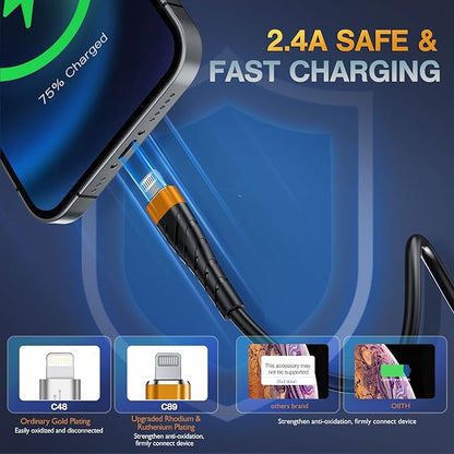 OIITH MFi Certified Short for iPhone Charger Cable 3 Pack 1 Ft, 12 inch for
