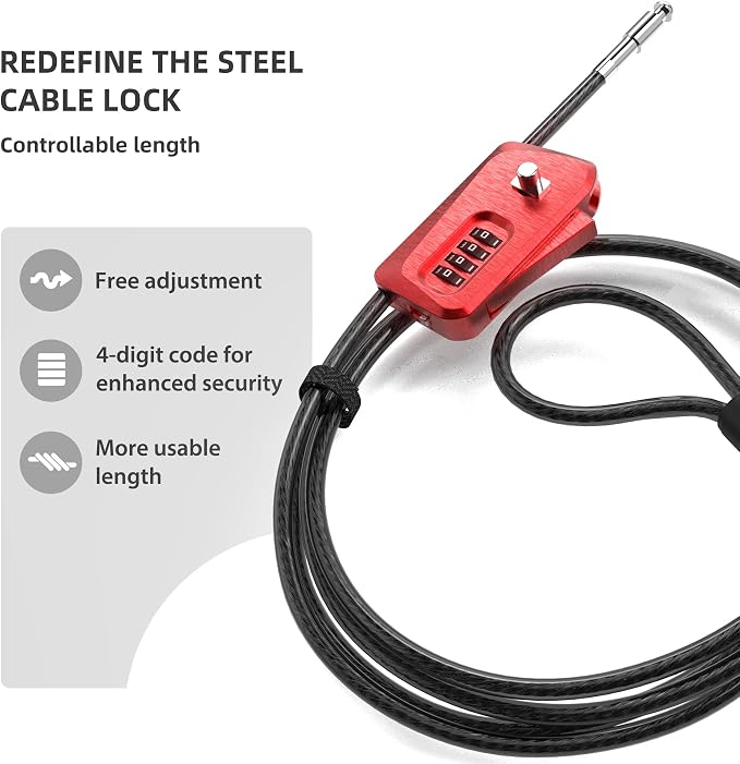 6ft Python Cable Lock for Bike, Electric Scooter, Trail Camera, 4 Digit