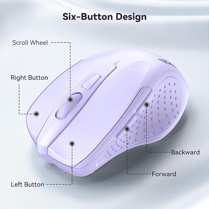 TECKNET Wireless Mouse, 2.4G Ergonomic Optical Mouse, Computer Mouse