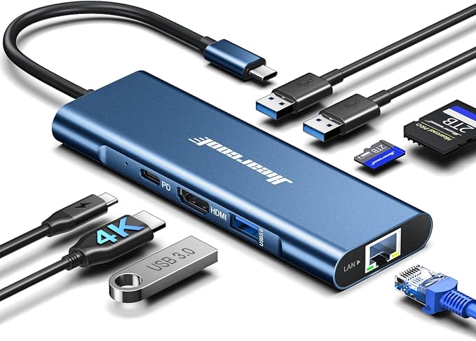 Hiearcool USB C Hub, 8in1 USB-C to 4K 60Hz HDMI Docking Station, USBC Ethernet