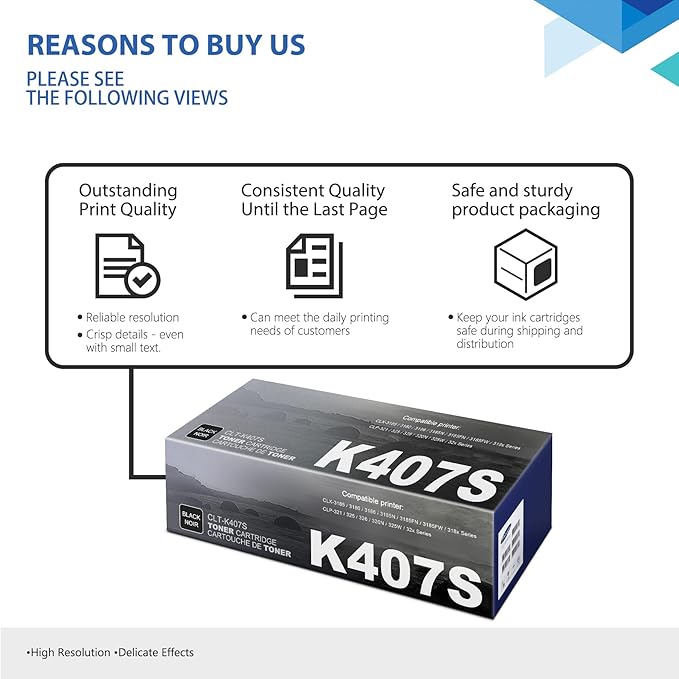 CLT-K407S Black Toner Cartridge 1-Pack Replacement