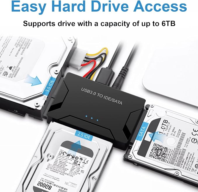 USB 3.0 to SATA IDE Adapter, Hard Drive Reader External Ultra Recovery