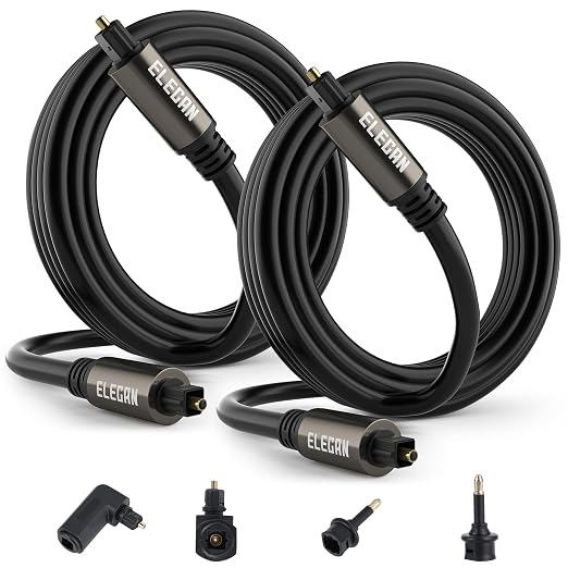 Elecan Optical Audio Cable 6 Ft/2 Pack Digital Audio Toslink Cable Cord-Fiber