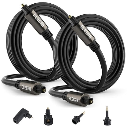 Elecan Optical Audio Cable 6 Ft/2 Pack Digital Audio Toslink Cable Cord-Fiber