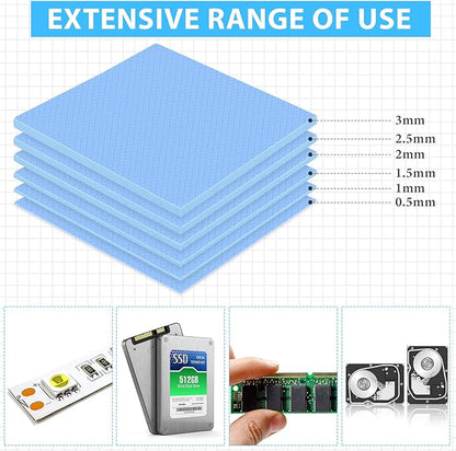 Frienda 6 Pcs Thermal Pad 100 x 100 mm, 0.5 mm, 1 mm, 1.5 mm, 2 mm, 2.5 mm