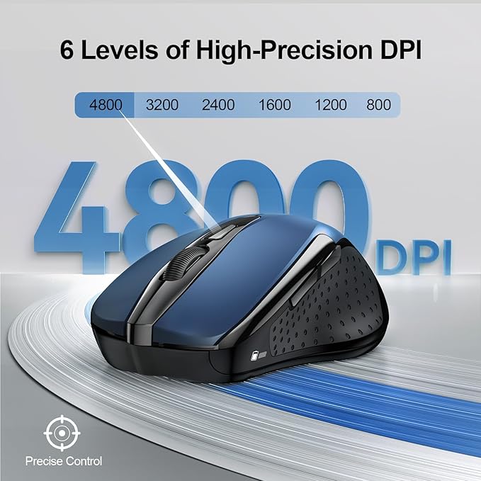TECKNET Wireless Mouse Silent 4800 DPI Computer USB A & Bluetooth Mouse 6