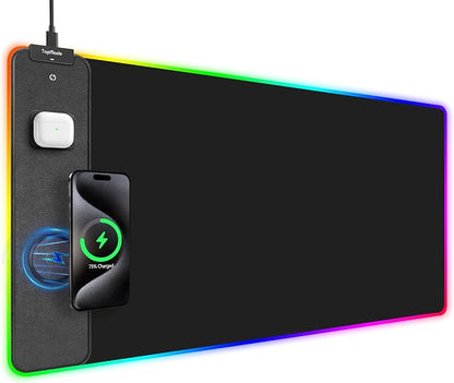 TopMade Wireless Charging RGB Mouse Pad, Waterproof Gaming Desk Pad