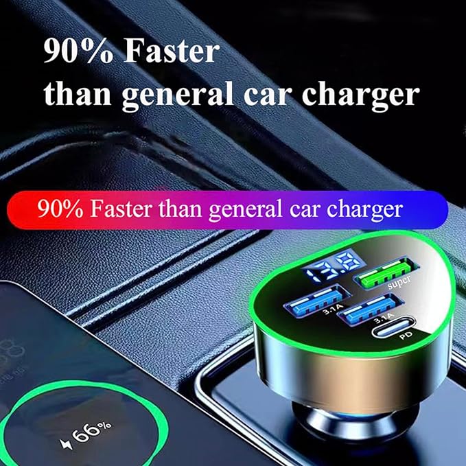 Multi Port USB C Car Phone Charger Adapter 4 in 1